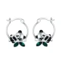 wholesale 925 Sterling Silver Hypoallergenic Green Crystal Panda Huggie Earrings for Women and Girls-0-0