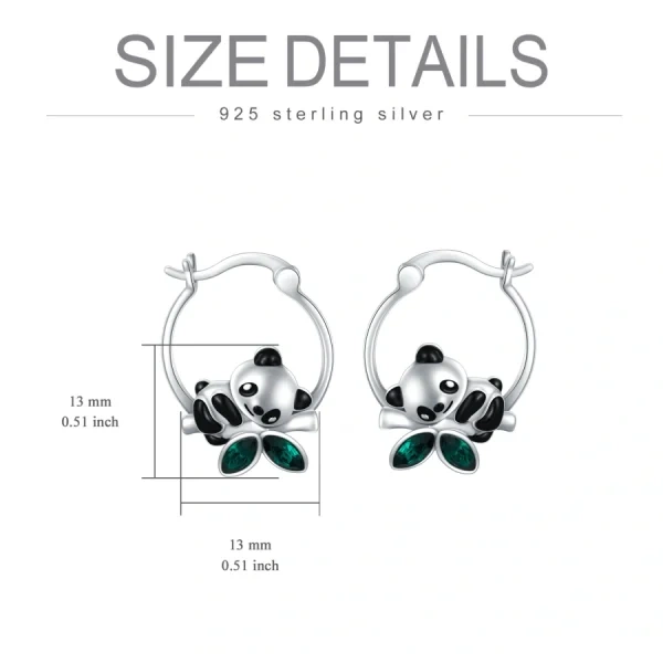 Sterling Silver Panda Hoop Earrings-1