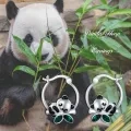wholesale 925 Sterling Silver Hypoallergenic Green Crystal Panda Huggie Earrings for Women and Girls-0-2