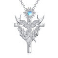 wholesale 925 Sterling Silver Moonstone Phoenix Cross Pendant Necklaces for Women Girls s-0-0