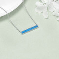 wholesale 925 Sterling Silver Rectangle Turquoise Stone Pendant Chain Necklaces Boho Chic s for Her-0-4