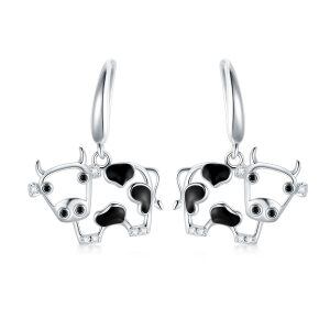 Sterling Silver Cow Drop Earrings-0