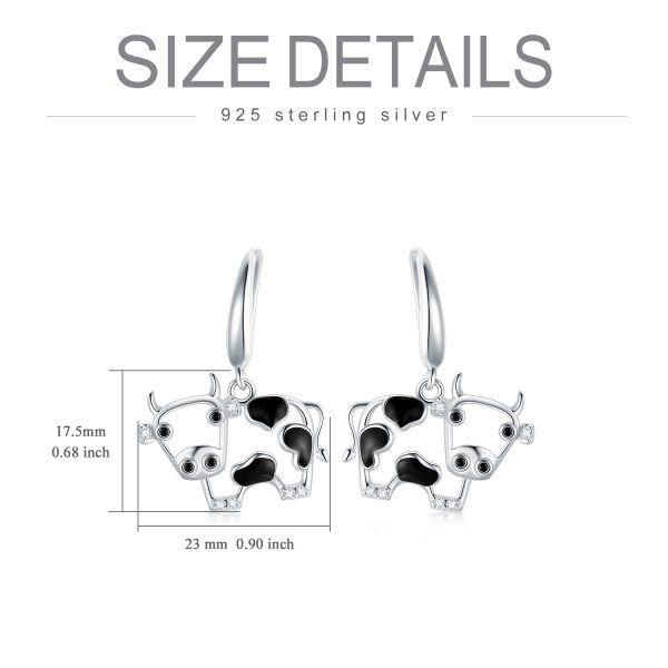 Sterling Silver Cow Drop Earrings-1