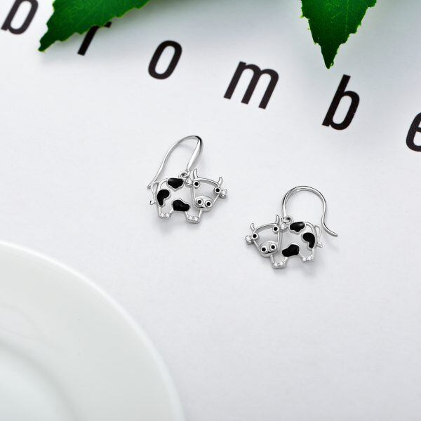 Sterling Silver Cow Drop Earrings-5