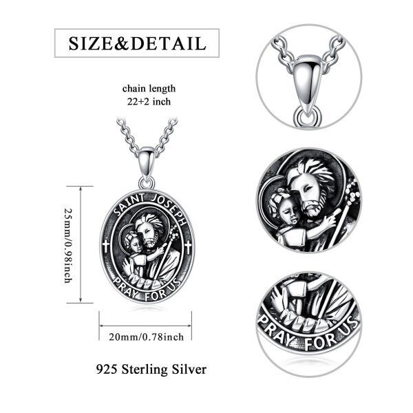 Sterling Silver St Joseph Medal Pendant Necklaces With Stainless Steel Chain-1