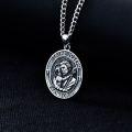 wholesale 925 Sterling Silver Saint Joseph Medal Prayer Pendant with Cross and Child Design on Oval Shape Necklace in Gift Box (24 + 3)-0-3