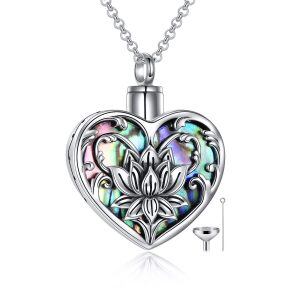 Sterling Silver Lotus Flower Abalone Shell Urn Necklace-0