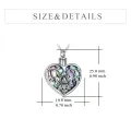 wholesale 925 Sterling Silver Heart Shaped Abalone Shell Memorial Keepsake Pendant with Funnel and Spoon Set - For Ashes or Hair Storage (Lotus Design)-0-1