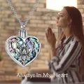 wholesale 925 Sterling Silver Heart Shaped Abalone Shell Memorial Keepsake Pendant with Funnel and Spoon Set - For Ashes or Hair Storage (Lotus Design)-0-2