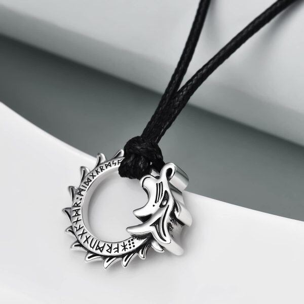 Sterling Silver Dragon Urn Necklace With Leather Cord-5