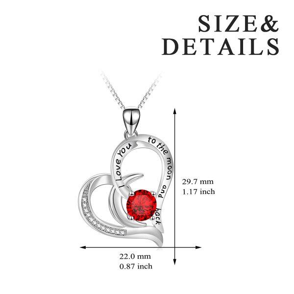 Sterling Silver July Birthstone Heart Pendant Necklace-1