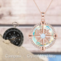 wholesale 925 Sterling Silver Compass Necklace for Women with Crystal Pendant Jewelry Graduation Gift for Teen Girls-0-2