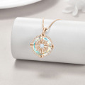 wholesale 925 Sterling Silver Compass Necklace for Women with Crystal Pendant Jewelry Graduation Gift for Teen Girls-0-4