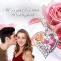 wholesale Sterling Silver Crystal Rose Flower Birthstone Necklace I Love You Pendant Gift for Her - Two Tone-0-18