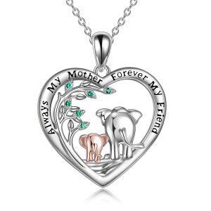 Sterling Silver Elephant Heart Pendant Necklace-0