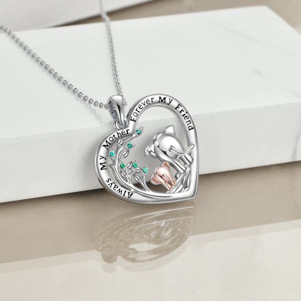 Sterling Silver Elephant Heart Pendant Necklace-4