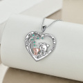 wholesale 925 Sterling Silver Metal Cubic Zirconia Elephant & Heart Pendant Necklaces for Mom and Daughter Jewelry Set-0-5