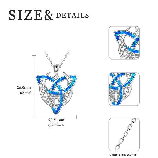 Sterling Silver Opal Irish Celtic Knot Moon Pendant Necklace-1