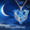 wholesale 925 Sterling Silver Opal Celtic Knot Trinity Triquetra Moon Goddess Pendant Necklace for Women-0-2