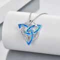 wholesale 925 Sterling Silver Opal Celtic Knot Trinity Triquetra Moon Goddess Pendant Necklace for Women-0-5