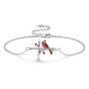 Sterling Silver Enamel Cardinal & Cross Chain Bracelets-0