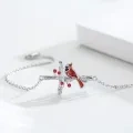 wholesale 925 Sterling Silver Cardinal and Cross Charm Bracelet with Red Birds - Adjustable Sympathy  for Women-0-4