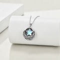 wholesale 925 Sterling Silver Star Moonstone Pendant Necklace for Women Men Celtic Knot Triquetra  24 Chain-0-4