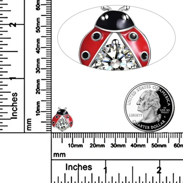 Sterling Silver Enamel Ladybug Stud Earrings-1