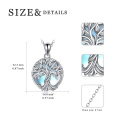 wholesale 925 Sterling Silver Tree of Life Blue Stone Pendant Necklace for Women and Girls Gift-0-1