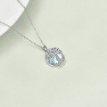 wholesale 925 Sterling Silver Tree of Life Blue Stone Pendant Necklace for Women and Girls Gift-0-5