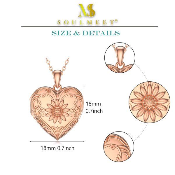 Sterling Silver Rose Gold Plated Sunflower Locket Necklace-1