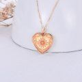wholesale Rose Gold Plated Heart-Shaped Photo Locket Pendant with Sunflower Design and Chain for Women-0-4