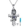 wholesale 925 Sterling Silver Scarab Beetle & Blue Sapphire Eye of Horus Ankh Pendant Necklace Ancient Egypt Jewelry for Men Women Gift 48cm Chain Length-0-0