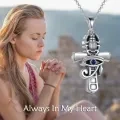 wholesale 925 Sterling Silver Scarab Beetle & Blue Sapphire Eye of Horus Ankh Pendant Necklace Ancient Egypt Jewelry for Men Women Gift 48cm Chain Length-0-2