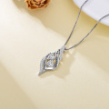 wholesale Metal Cubic Zirconia Sterling Silver Sister Necklace 1 17 x0 5 - Rhodium Plated-0-17