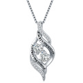 wholesale Metal Cubic Zirconia Sterling Silver Sister Necklace 1 17 x0 5 - Rhodium Plated-0-27