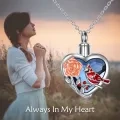 wholesale 925 Sterling Silver Heart-Shaped Rose & Cardinal Keepsake Urn Pendant Necklace with Funnel and Chain (18+2) - Memorial Ashes Holder Jewelry for Women-0-2