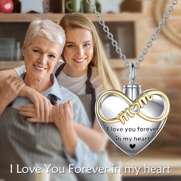 Sterling Silver Infinity Heart Mom Urn Necklace-3