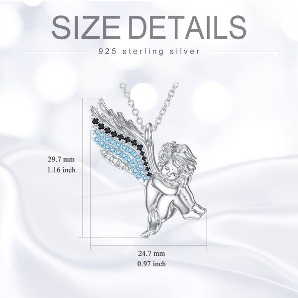 Sterling Silver Cupid Angel Wings Pendant Necklace-2