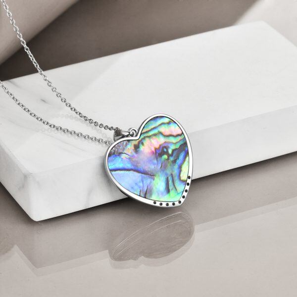 Sterling Silver Three Sister Abalone Shell Pendant Necklace-2