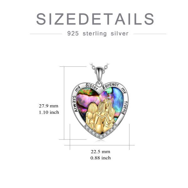 Sterling Silver Three Sister Abalone Shell Pendant Necklace-3