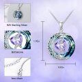 wholesale 925 Sterling Silver Pink Heart & Blue Swirls Moon Star Charm Pendant Necklace for Women-0-8