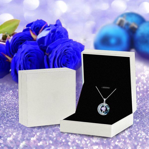 Sterling Silver Heart Crystal Birthstone June Pendant Necklace-5