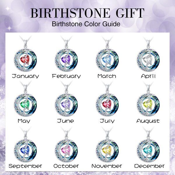 Sterling Silver Heart Crystal Birthstone June Pendant Necklace-6