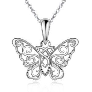 Sterling Silver Butterfly Celtic Knot Pendant Necklace-0