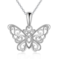wholesale 925 Sterling Silver Celtic Knot Filigree Butterfly Pendant Necklaces - Irish s for Women-0-1