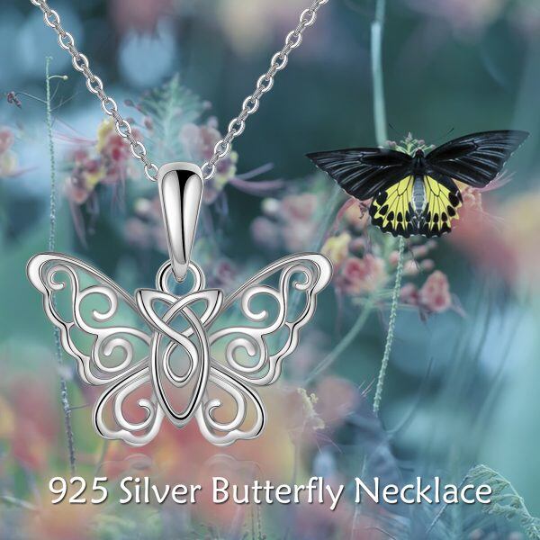 Sterling Silver Butterfly Celtic Knot Pendant Necklace-5