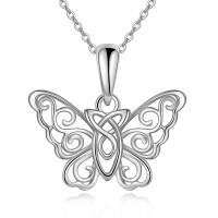 wholesale 925 Sterling Silver Celtic Knot Filigree Butterfly Pendant Necklaces - Irish s for Women- Rhodium Plated