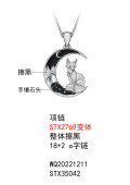wholesale 925 Sterling Silver Crescent Moon Fox Pendant Necklace-0-1