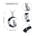 wholesale 925 Sterling Silver Crescent Moon Fox Pendant Necklace-0-4